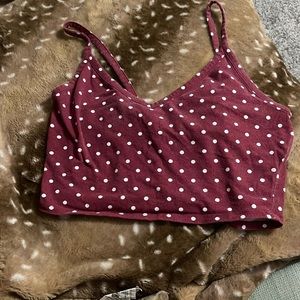Maroon polkadot crop top